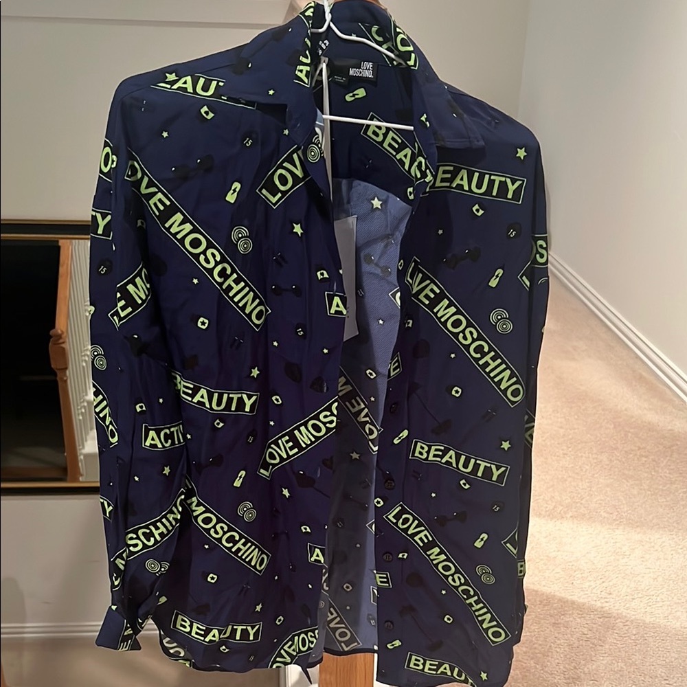 Love Moschino Navy Shirt with Neon Accents